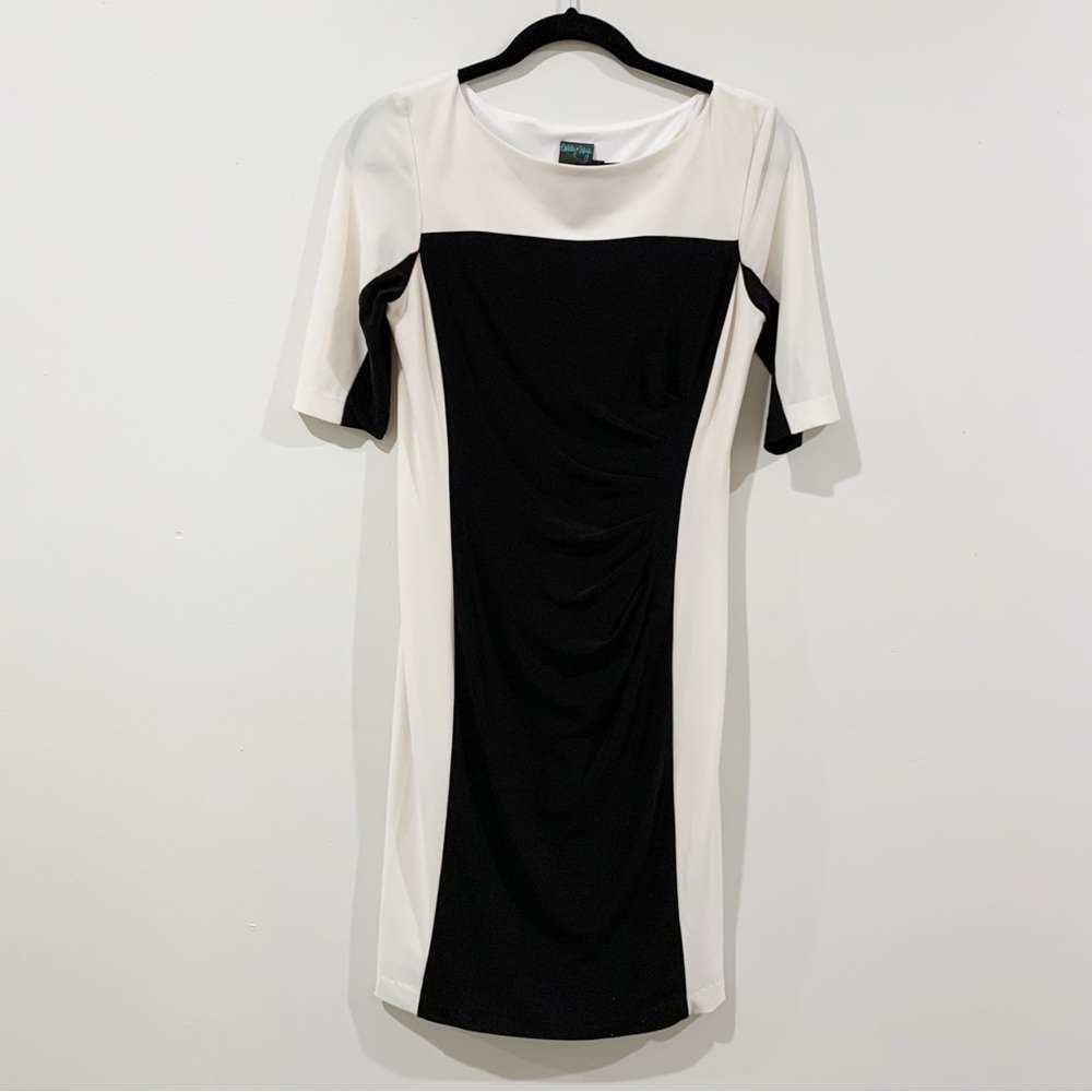 Gabby Skye Black & Ivory Sheath Dress